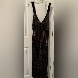 Black and gold sequence Zara dress. Fabric straps.